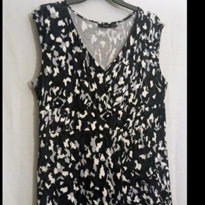 Apt. 9 Women's Polyblend Black/ White Free-Flow V-Neck Ankle Length Dress Sz PXL
